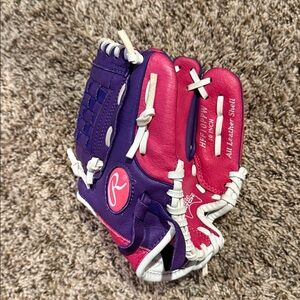 Rawlings Purple and Pink Kids Baseball Glove